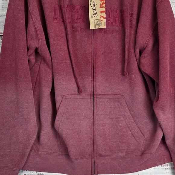 Outer Banks NC Maroon Sweater Jacket M Zip Up Hooded Pockets Fade Cozy Warm NWT - Picture 4 of 14
